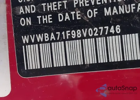 2008 Volkswagen Eos Turbo from USA, damaged, VIN WVWBA71F98V027746